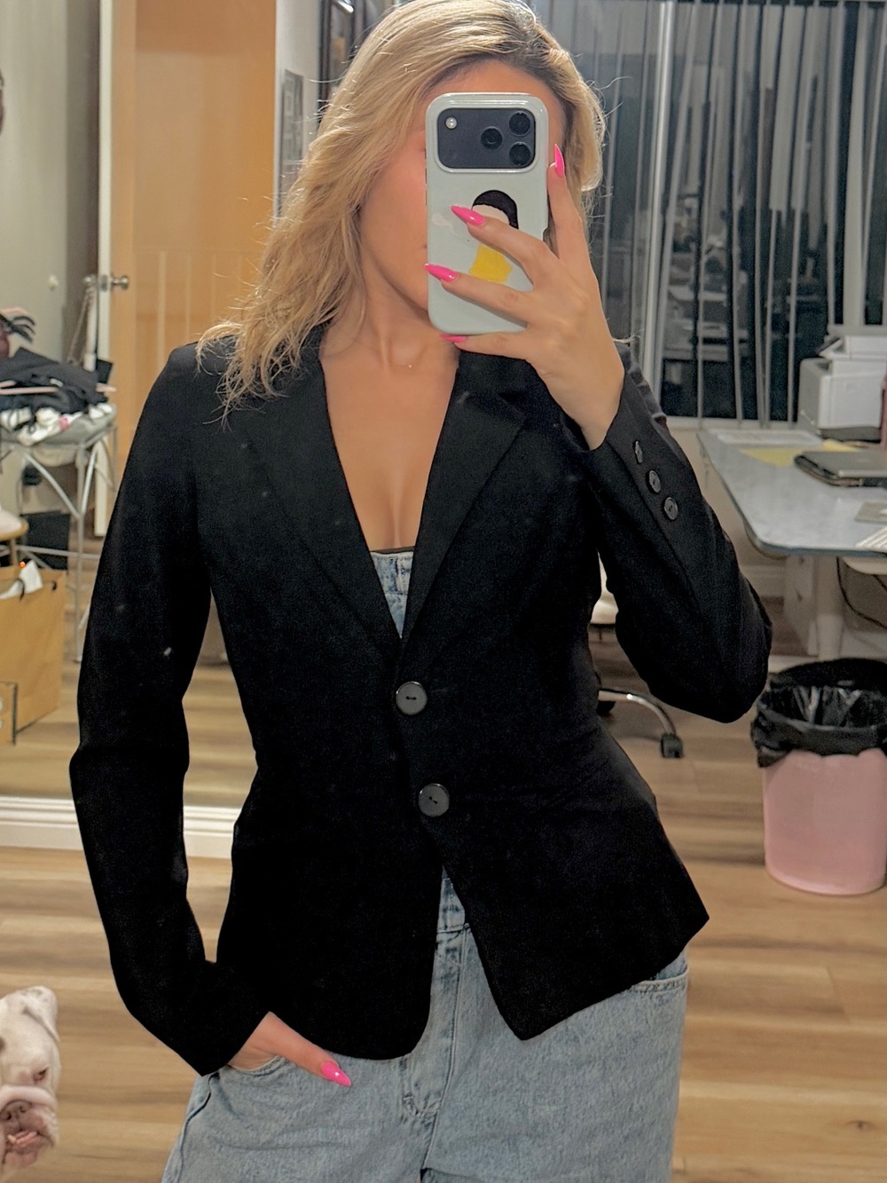 Classic Black Women's Blazer Tailored Two-Button Jacket